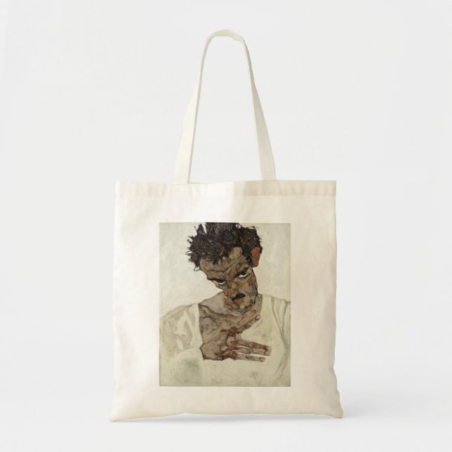 Bolso De Tela Egon Schiele - Self - Portrait With Lowered Head. (Frente)