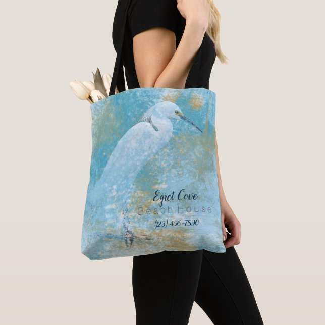 Bolso De Tela Egret Beach Vacation House Tote Bag (Detalle)