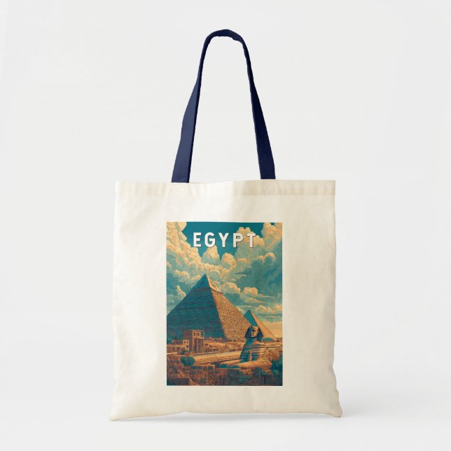 Bolso De Tela Egypt Illustration Travel Art Vintage (Frente)