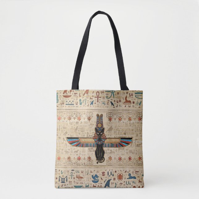Bolso De Tela Egyptian Cat - Bastet on papyrus (Anverso)