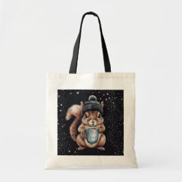 Bolso De Tela Eichhörnchen mit Tasse und Schnee „Stay Warm“