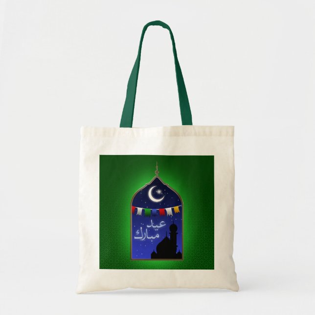 Bolso De Tela Eid Mubarak Garland Moon (Frente)