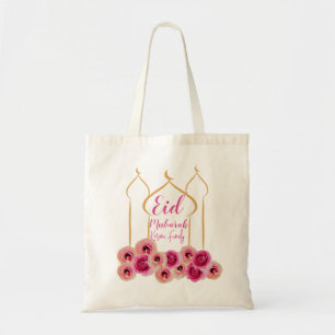 Bolso De Tela Eid Mubarak Rosa de la Mezquita Dorada florece mor