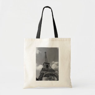 Bolso De Tela Eiffel nublado en blanco y negro, 2015