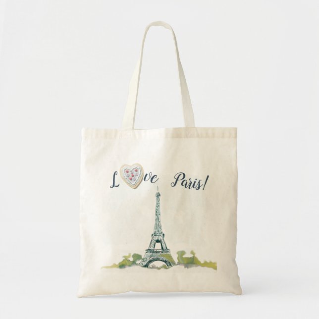 Bolso De Tela Eiffel Tower Paris France| Love Paris Pen and Ink (Frente)