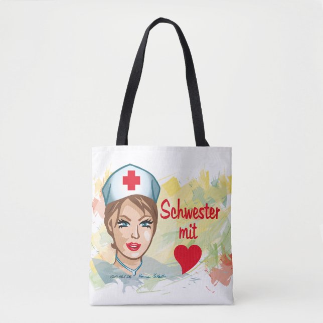 Bolso De Tela Einkaufsbeutel - Schwester mit Herz (Anverso)