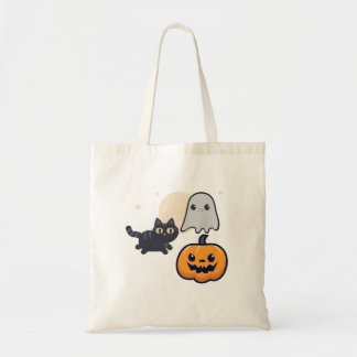 Bolso De Tela Ejecutando Fantasma De Gato Negro Con Calabaza
