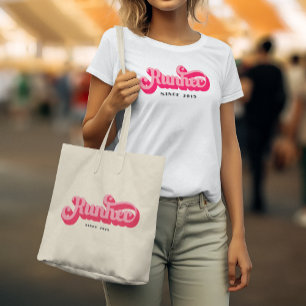 Bolso De Tela Ejecutando Motivación de tipo de letra retro rosa