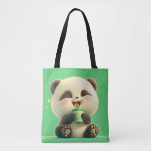 Bolso De Tela El alegre té de café panda