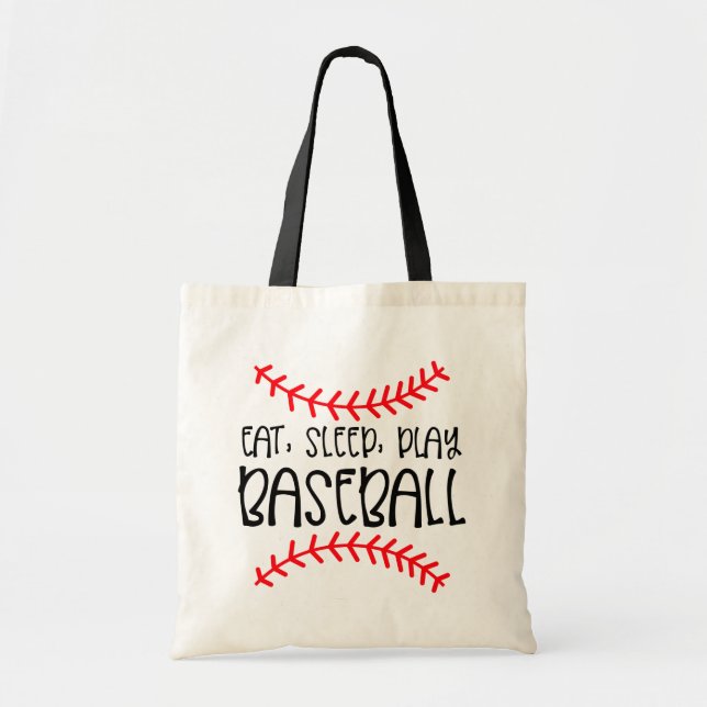 Bolso De Tela El amante del béisbol Eat Sleep Play Mamá Papá Sof (Frente)