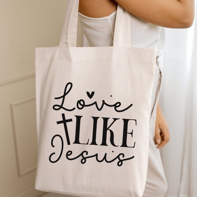 Bolso De Tela El amor como Jesús la fe cristiana gráfica (Love Like Jesus Christian Faith Graphic Tote Bag)
