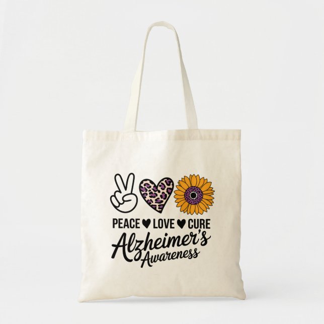 Bolso De Tela EL AMOR DE LA PAZ CURE Alzheimer (Frente)