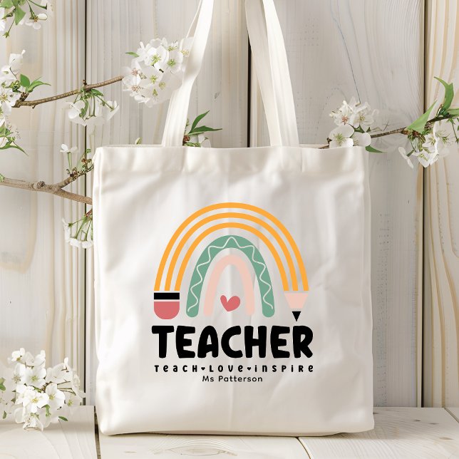 Bolso De Tela El amor de los profesores inspira el arcoiris pers (Subido por el creador)