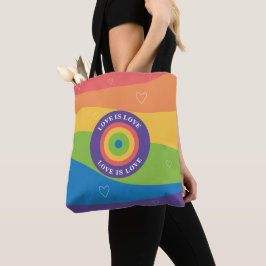 Bolso De Tela El amor es amor Orgullo arcoiris con corazones