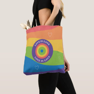 Bolso De Tela El amor es amor Orgullo arcoiris con corazones