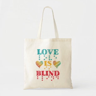 Bolso De Tela El amor es ciego en Braille Hearts