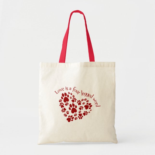 Bolso De Tela El amor es una palabra legged cuatro (Frente)