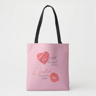 Bolso De Tela El amor me educó, lápiz labial me ahorró tote
