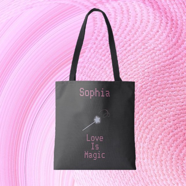 Bolso De Tela El amor negro y rosado es mágico (Subido por el creador)