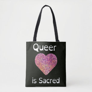 Bolso De Tela El amor queer rosa y negro es sagrado