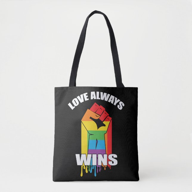 Bolso De Tela El amor siempre gana a los homosexuales LGBT (Anverso)