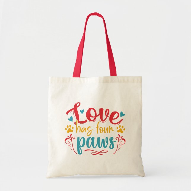 Bolso De Tela El amor tiene cuatro garras de perro (Frente)