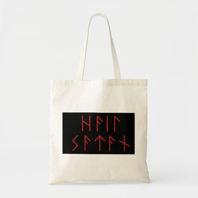 Bolso De Tela El Anciano Rojo Oscuro Futhark Hail Satan (Frente)