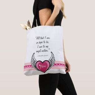 Bolso De Tela El ángel de la MAMÁ se va volando el fondo blanc