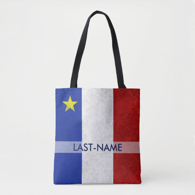 Bolso De Tela El apellido acadiense de la bandera personaliza (Anverso)