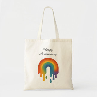 Bolso De Tela El arco iris goteando - Aniversario feliz