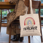 Bolso De Tela El arcoiris más grande del mundo<br><div class="desc">La apreciación personalizada de los profesores por la bolsa con un arco iris de color de agua,  un corazón rojo,  el lindo dicho 'el mejor profesor del mundo',  y su nombre.</div>