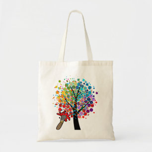 Bolso De Tela El arte colorido divertido atrae a pintores de árb