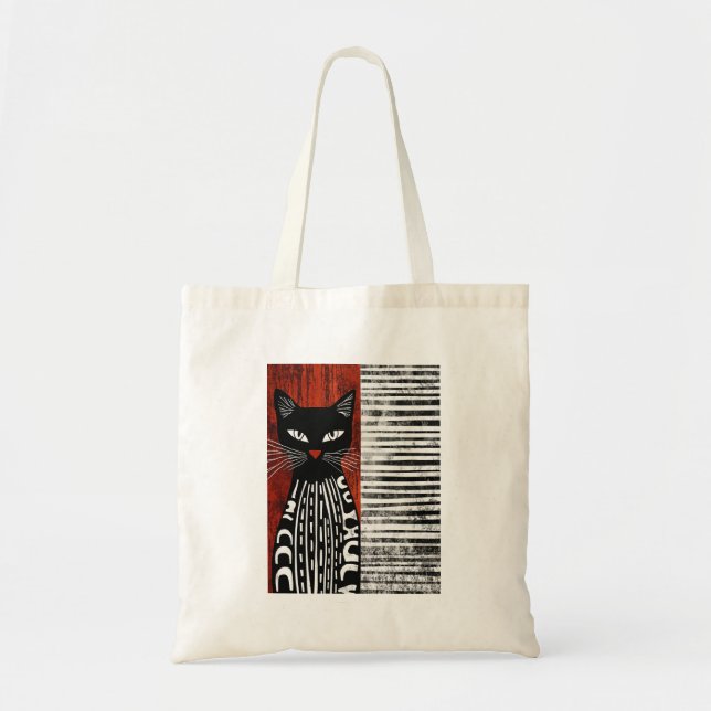 Bolso De Tela El arte del gato negro cautivante (Frente)