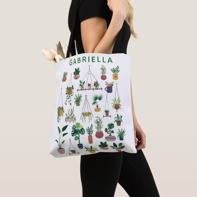 Bolso De Tela El arte del Ilustracion Boho Plant Lady Personaliz (Detalle)