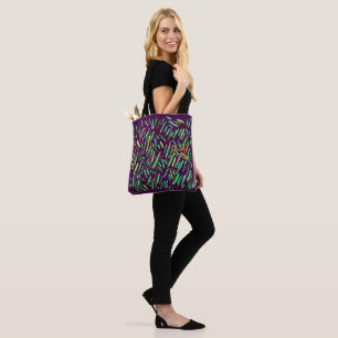 Bolso De Tela El arte inspirado en el púrpura con líneas y rayas