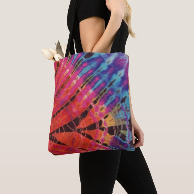Bolso De Tela El arte moderno batik tie dye azul boho (Detalle)