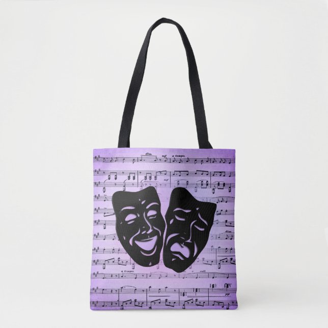 Bolso De Tela El arte púrpura une máscaras de teatro (Anverso)