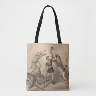 Bolso De Tela El artista del circo se alza entre los animales vi