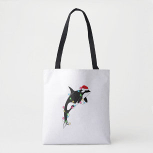 Bolso De Tela El asesino de Orca de la ballena Santa Hat Navidad