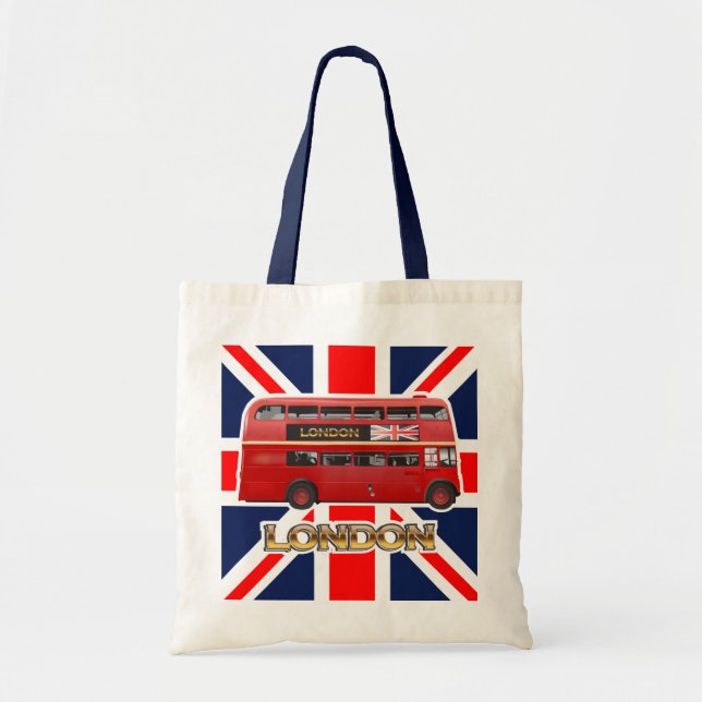 Bolso De Tela El autobús rojo londinense doble decker (Frente)
