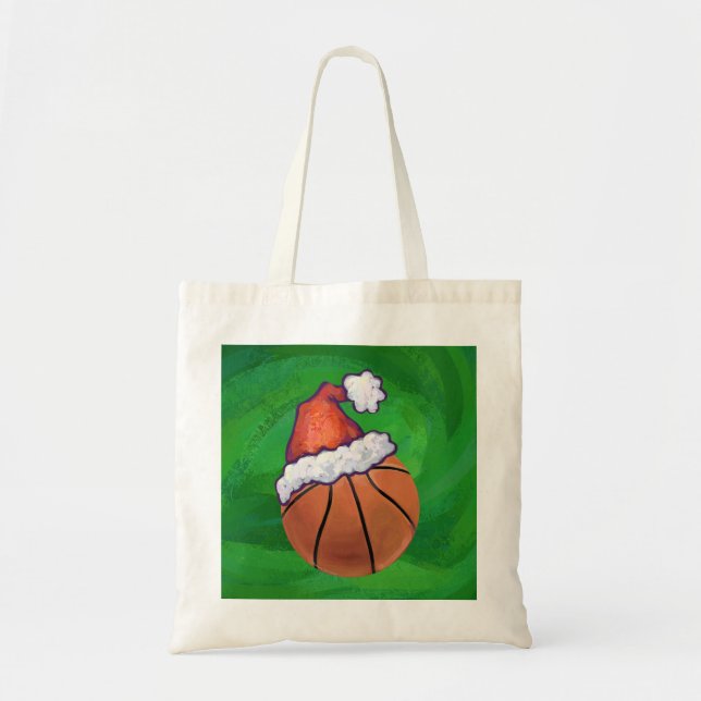 Bolso De Tela El baloncesto de Santa Hat en Green (Frente)