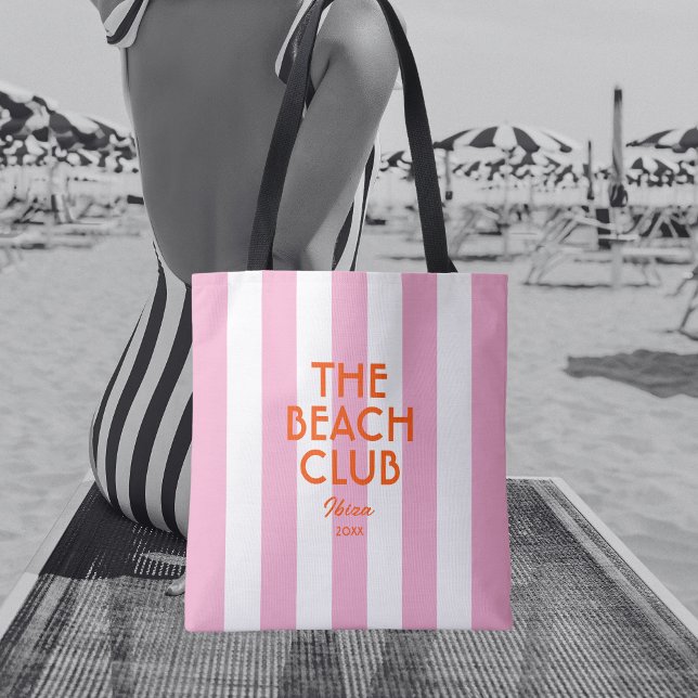 Bolso De Tela El Beach Club Ibiza Rosa Cabana Stripe (Subido por el creador)