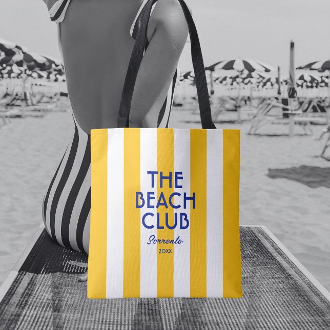 Bolso De Tela El Beach Club Sorrento Yellow Cabana Stripe (Subido por el creador)