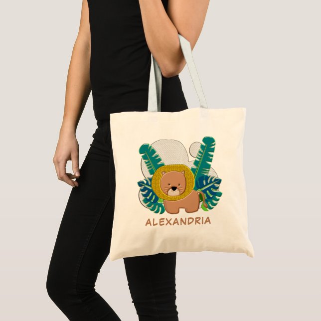 Bolso De Tela El bebé lindo león la diversión de la jungla anima (Anverso (producto))