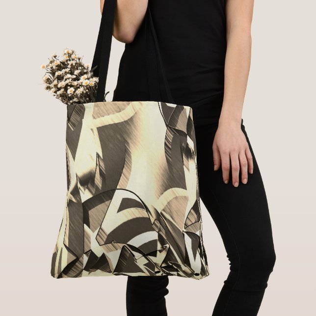 Bolso De Tela El beige se extiende sobre la imagen marrón con ll (Detalle)