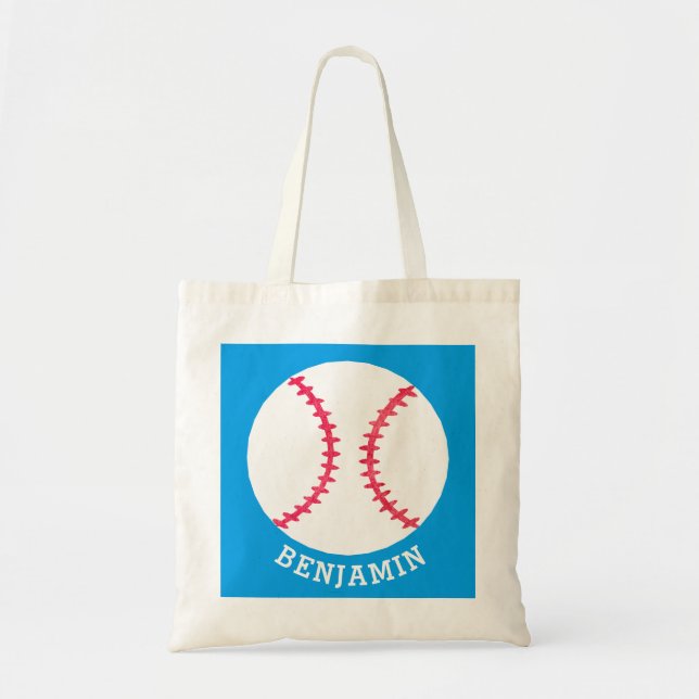 Bolso De Tela El béisbol personalizado de los niños se divierte (Frente)