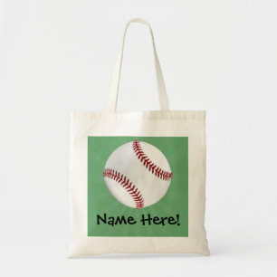 Bolso De Tela El béisbol personalizado en verde embroma a