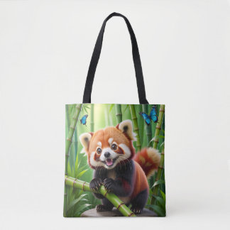Bolso De Tela El bonito estilo kawaii Panda rojo en un bosque de