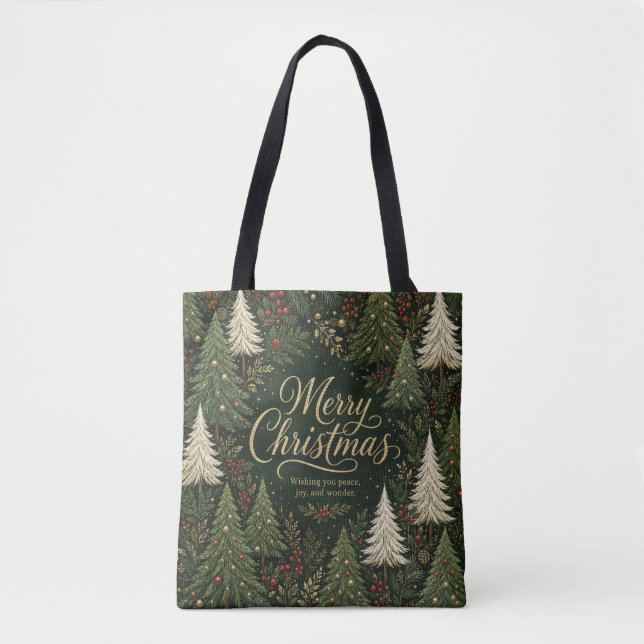 Bolso De Tela El Bosque Dorado de Yuletide (Anverso)