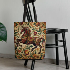 Bolso De Tela El caballo encantado en flor medieval